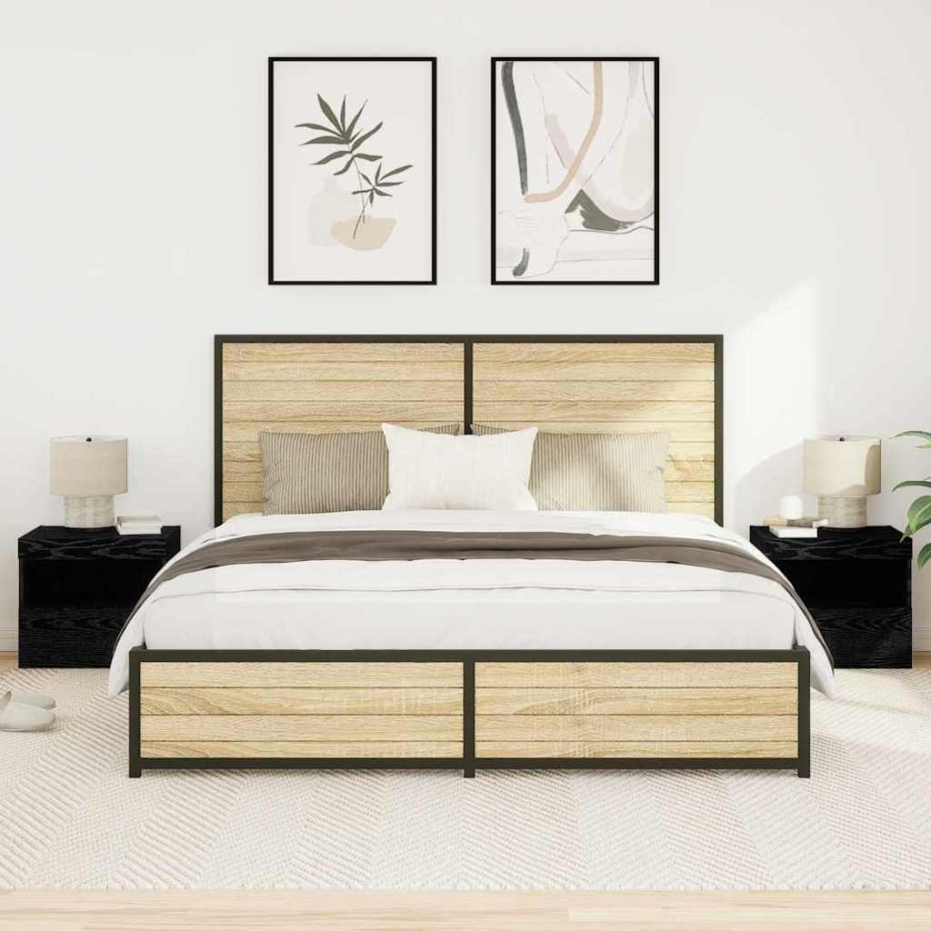 Noptieră 2 pcs Stejar negru 50 x 40 x 45 cm Lemn compozit GartenMobel Dekor