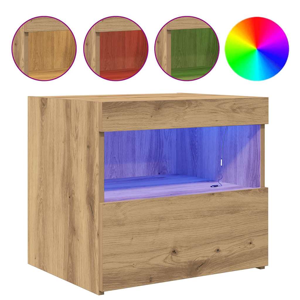 Noptieră 2 pcs stejar artizanal 50 x 40 x 45 cm Lemn compozit GartenMobel Dekor