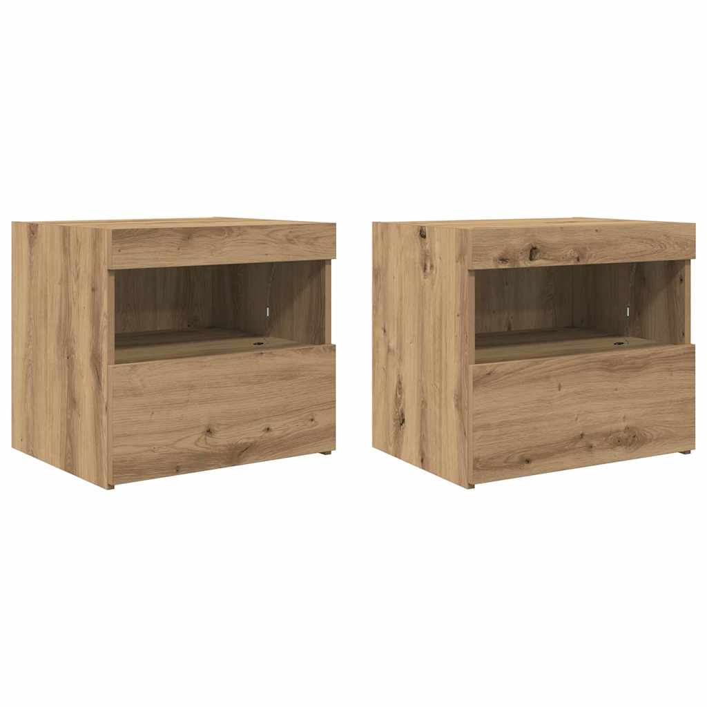 Noptieră 2 pcs stejar artizanal 50 x 40 x 45 cm Lemn compozit GartenMobel Dekor