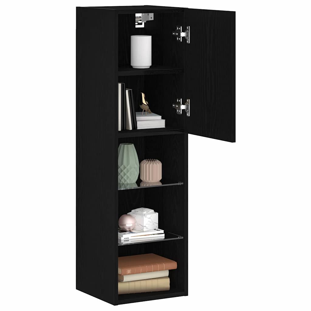Cabinet TV 2 pcs Negru 30.5 x 30 x 102 cm Lemn compozit GartenMobel Dekor