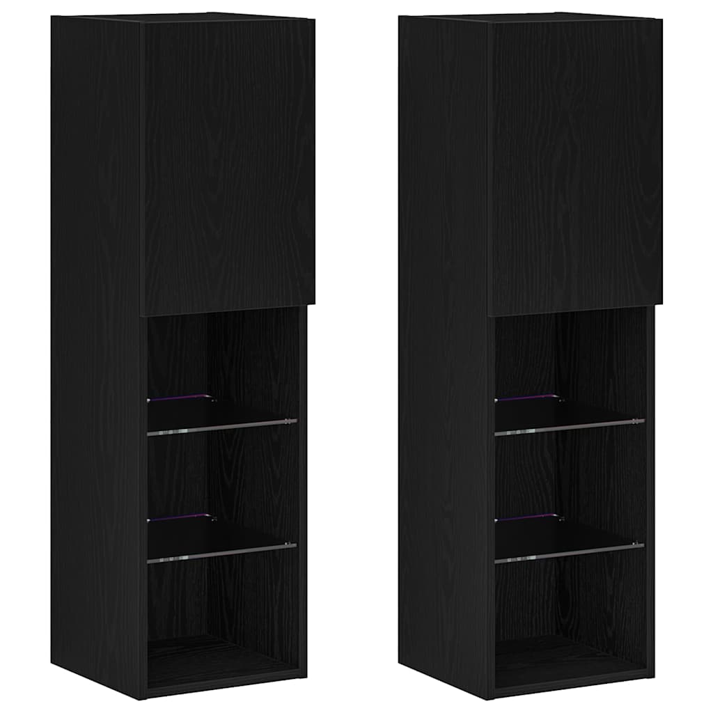 Cabinet TV 2 pcs Negru 30.5 x 30 x 102 cm Lemn compozit GartenMobel Dekor