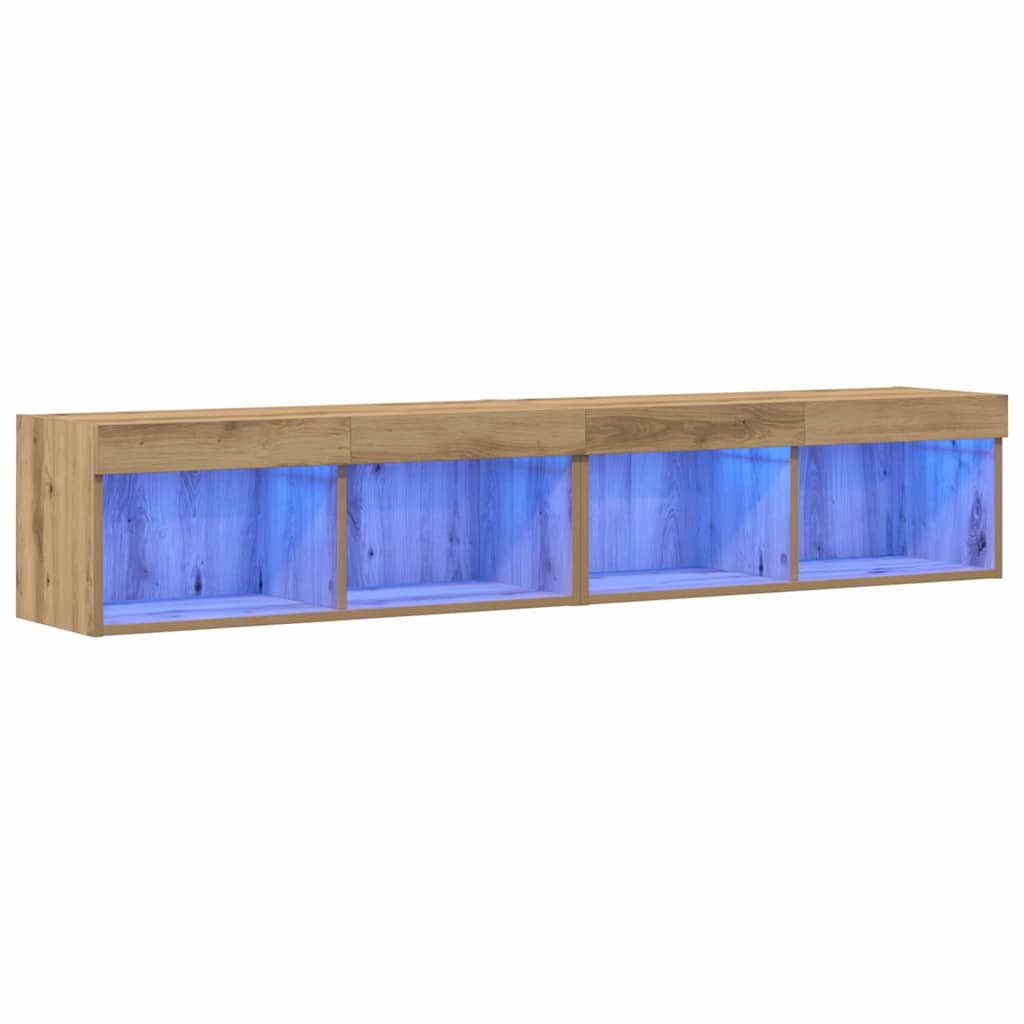 Cabinet TV 2 pcs Stejar Artizanal 80 x 30 x 30 cm Lemn compozit GartenMobel Dekor
