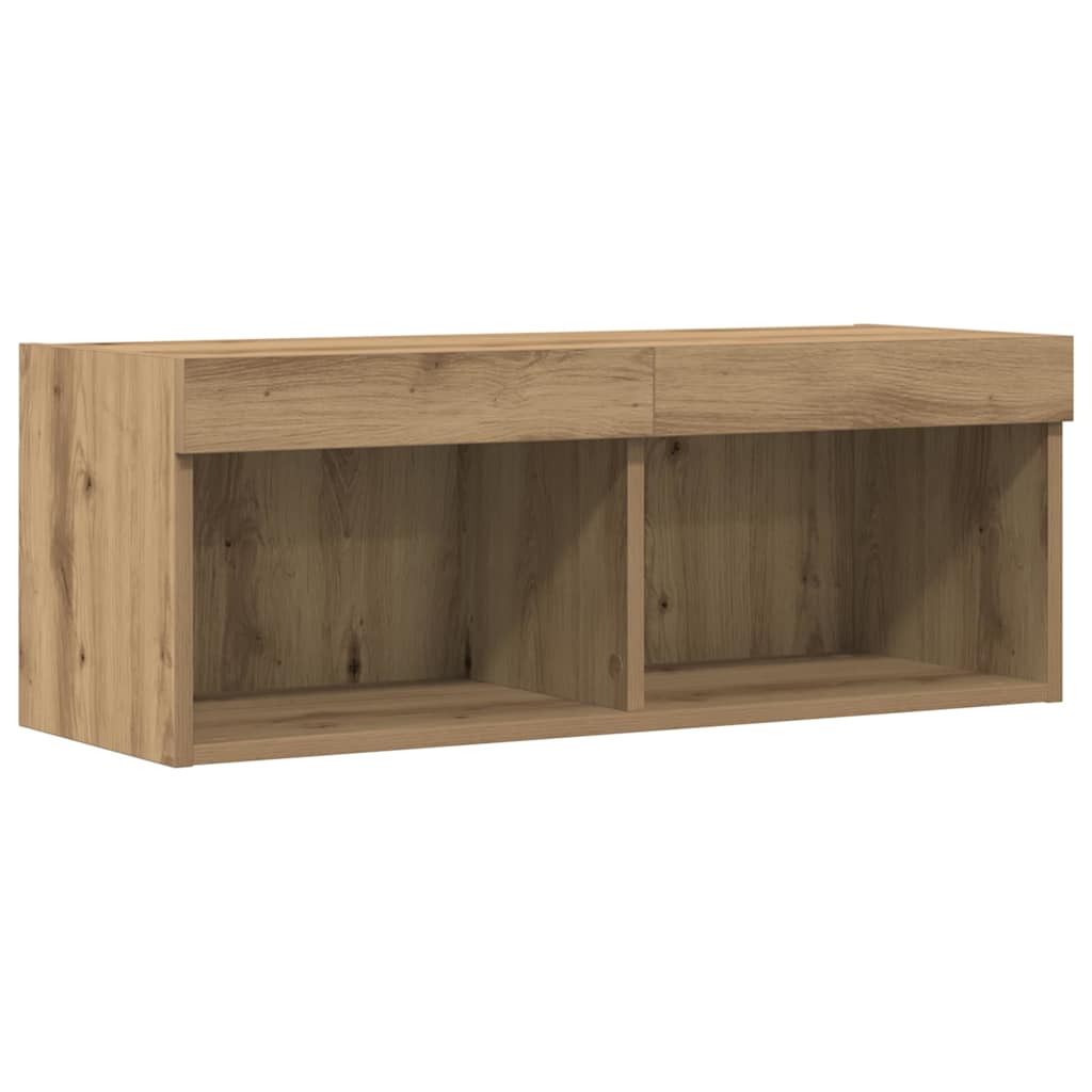 Cabinet TV 2 pcs Stejar Artizanal 80 x 30 x 30 cm Lemn compozit GartenMobel Dekor
