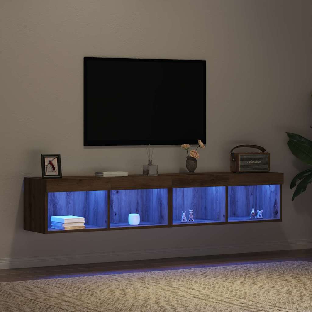 Cabinet TV 2 pcs Stejar Artizanal 80 x 30 x 30 cm Lemn compozit GartenMobel Dekor