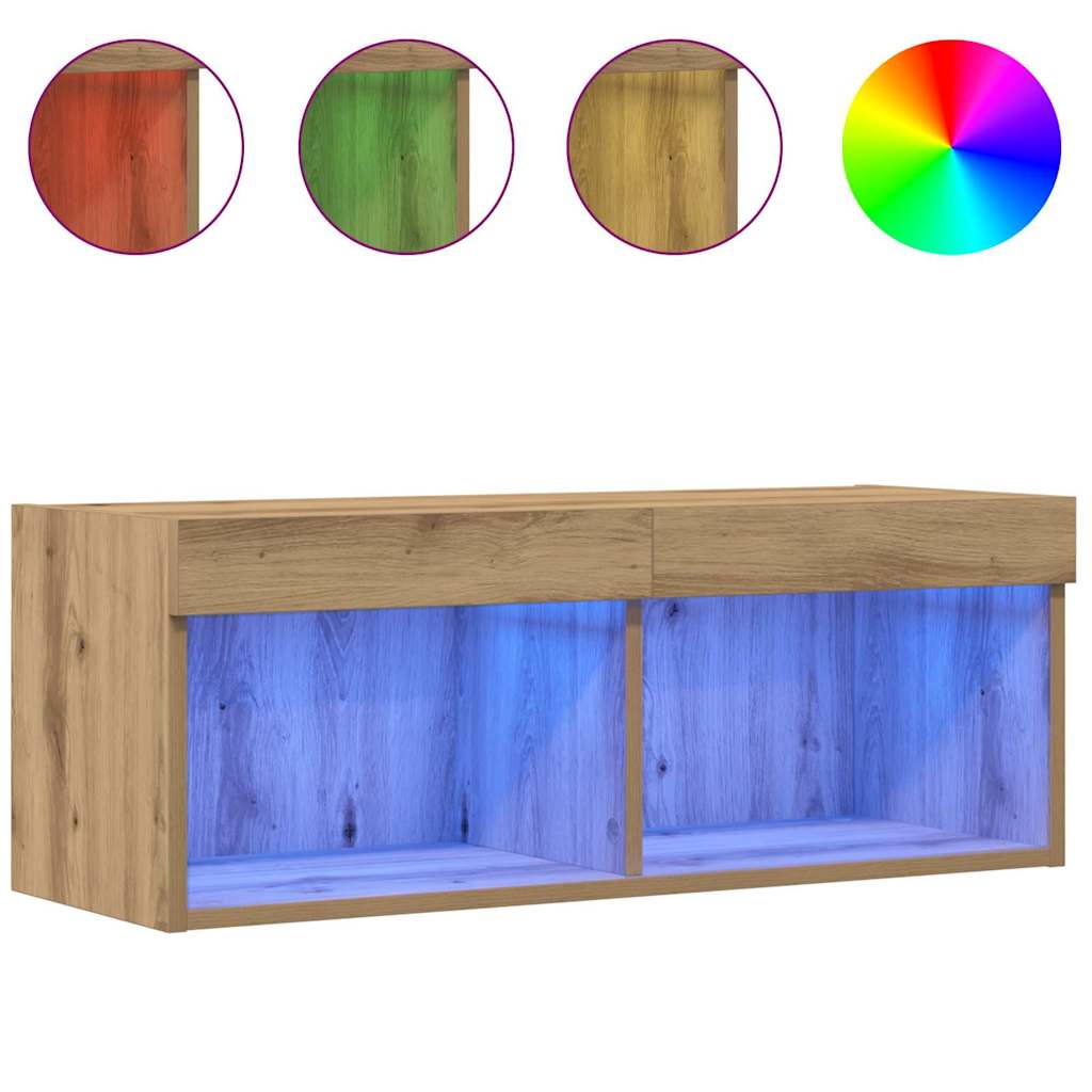 Cabinet TV 2 pcs Stejar Artizanal 80 x 30 x 30 cm Lemn compozit GartenMobel Dekor