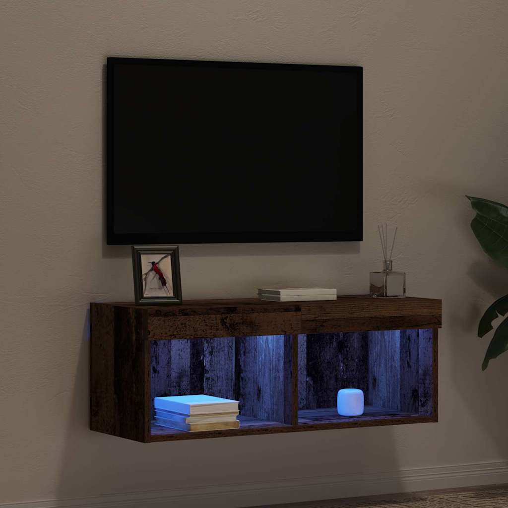 Cabinet TV Pe perete Lemn vechi 80 x 30 x 30 cm Lemn compozit GartenMobel Dekor