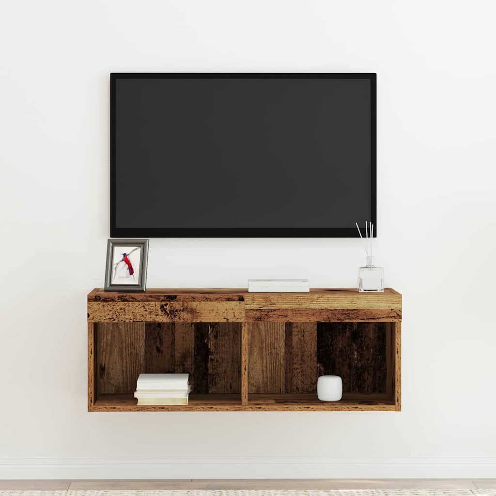 Cabinet TV Pe perete Lemn vechi 80 x 30 x 30 cm Lemn compozit GartenMobel Dekor