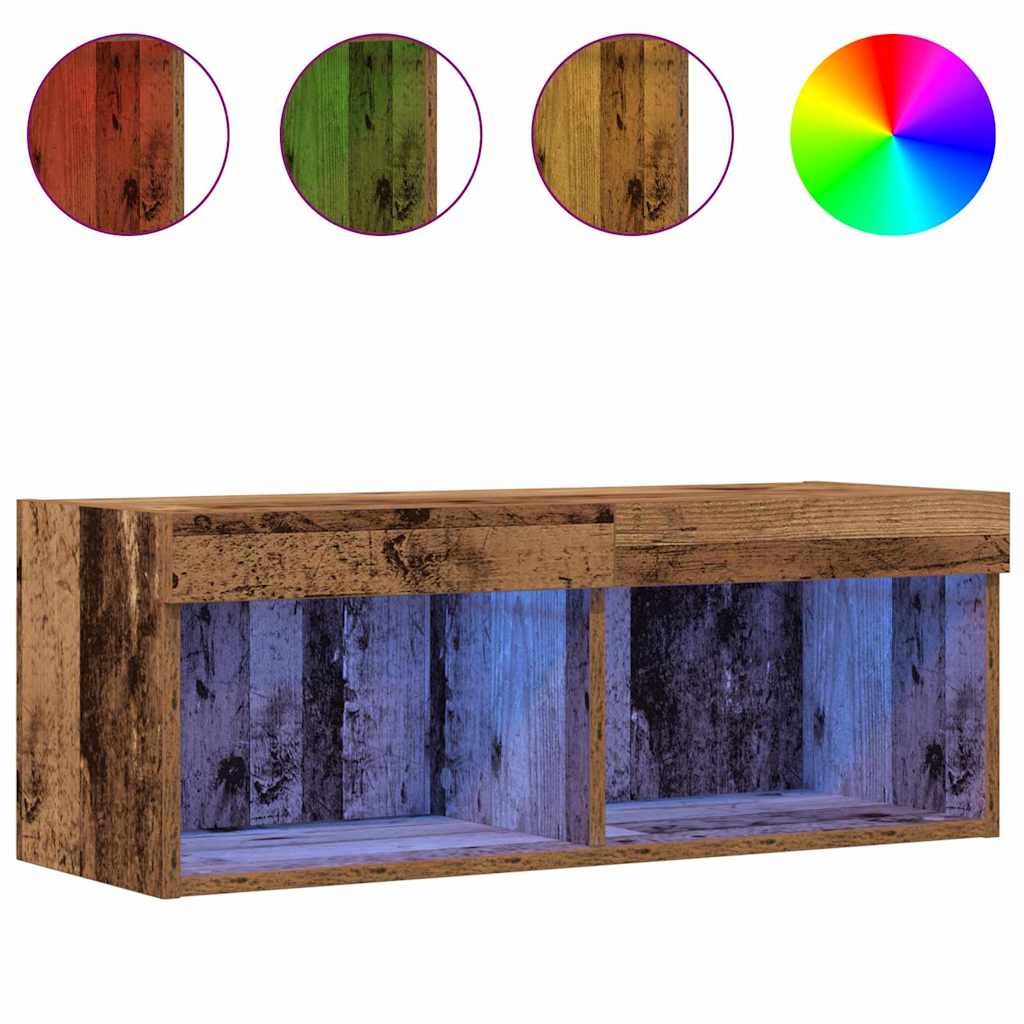 Cabinet TV Pe perete Lemn vechi 80 x 30 x 30 cm Lemn compozit GartenMobel Dekor