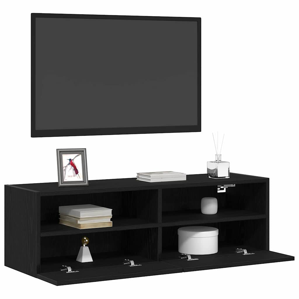 Dulap TV de perete 2 pcs Stejar negru 100 x 30 x 30 cm GartenMobel Dekor