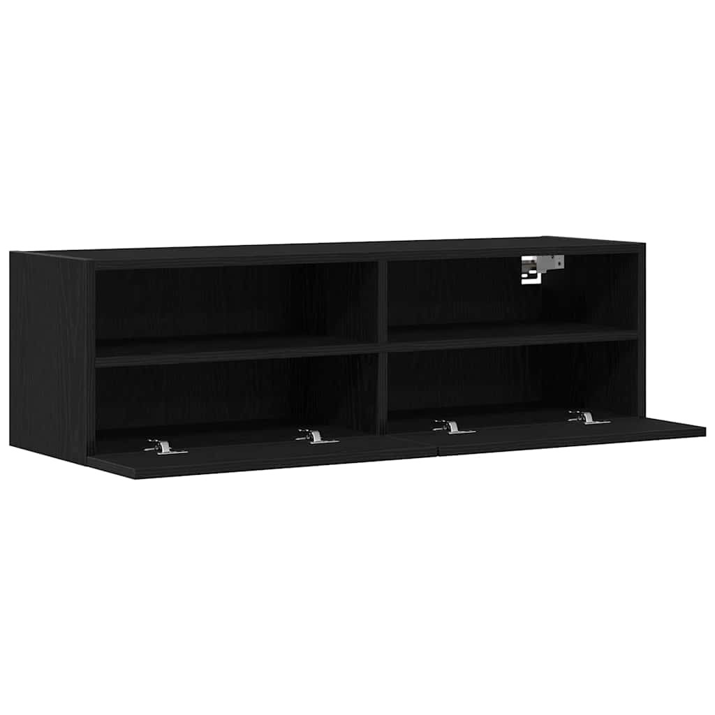 Dulap TV de perete 2 pcs Stejar negru 100 x 30 x 30 cm GartenMobel Dekor
