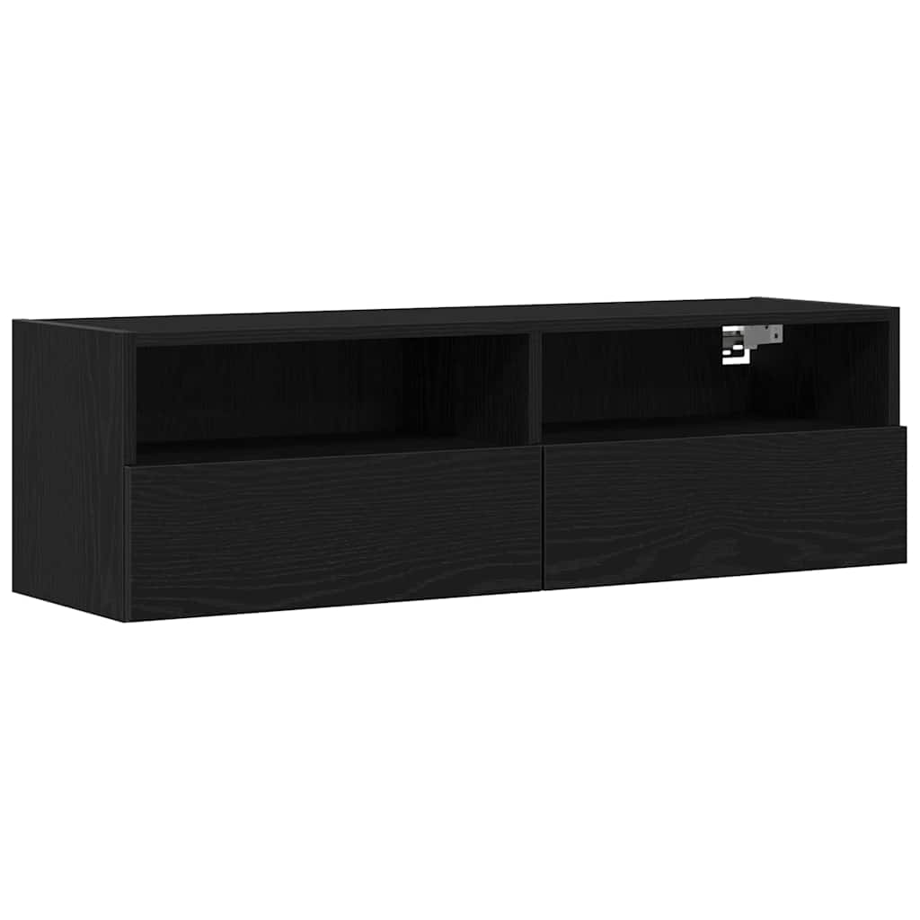 Dulap TV de perete 2 pcs Stejar negru 100 x 30 x 30 cm GartenMobel Dekor