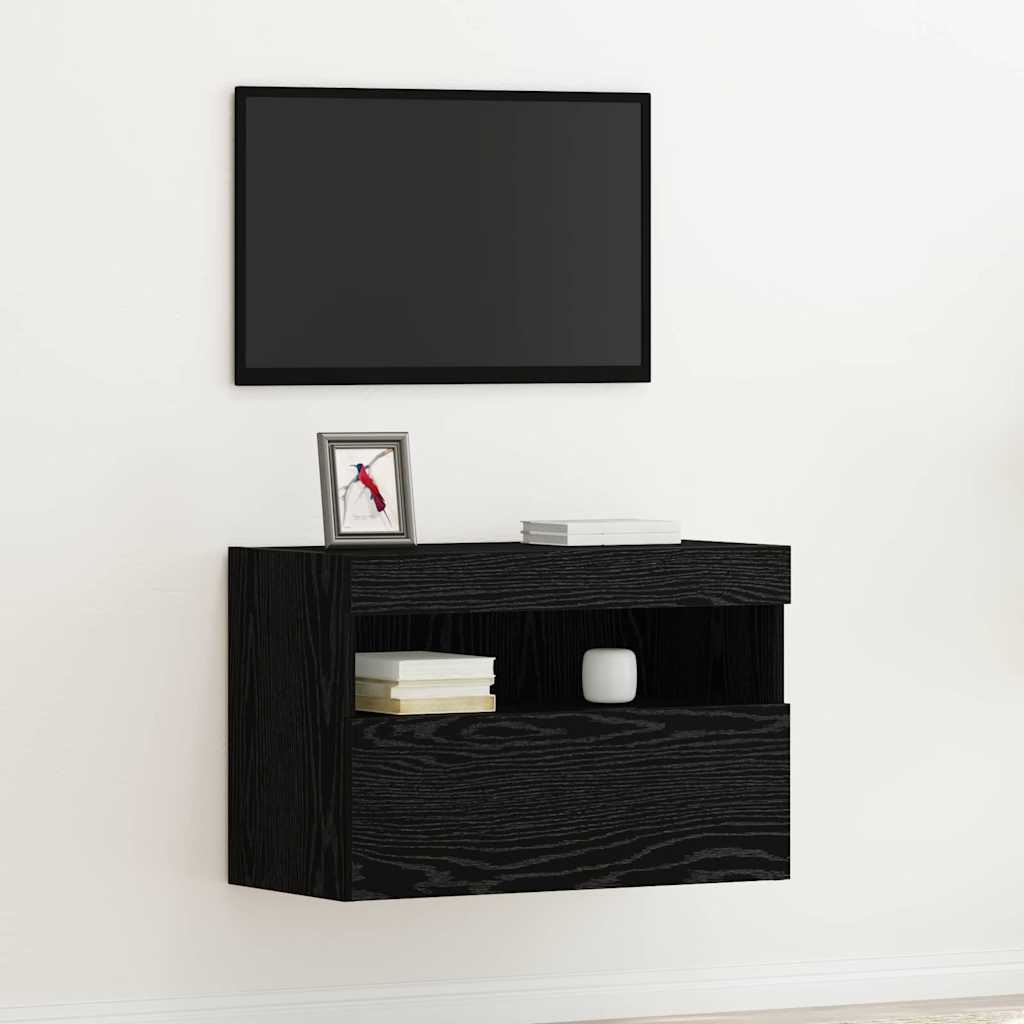 Dulap TV de perete Stejar negru 60 x 30 x 40 cm Lemn compozit GartenMobel Dekor