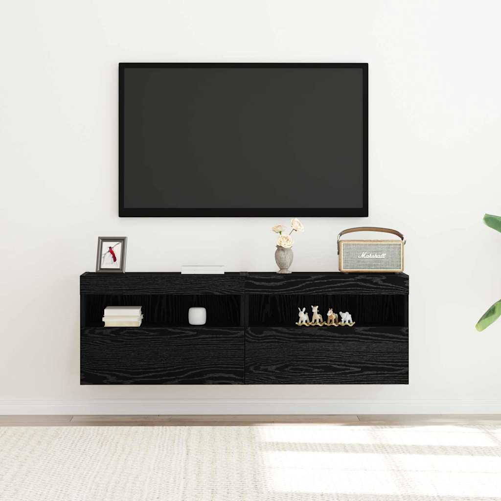 Dulap TV de perete Stejar negru 60 x 30 x 40 cm Lemn compozit GartenMobel Dekor