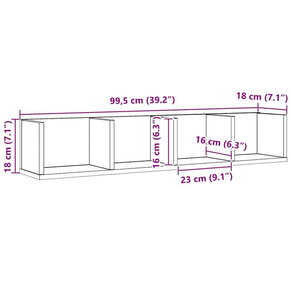 Raft de perete Stejar negru 100 x 18 x 18 cm Lemn compozit GartenMobel Dekor
