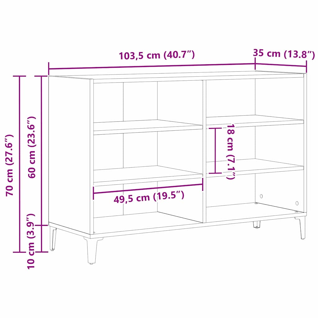 Bufet Negru 103.5 x 35 x 70 cm Lemn compozit GartenMobel Dekor