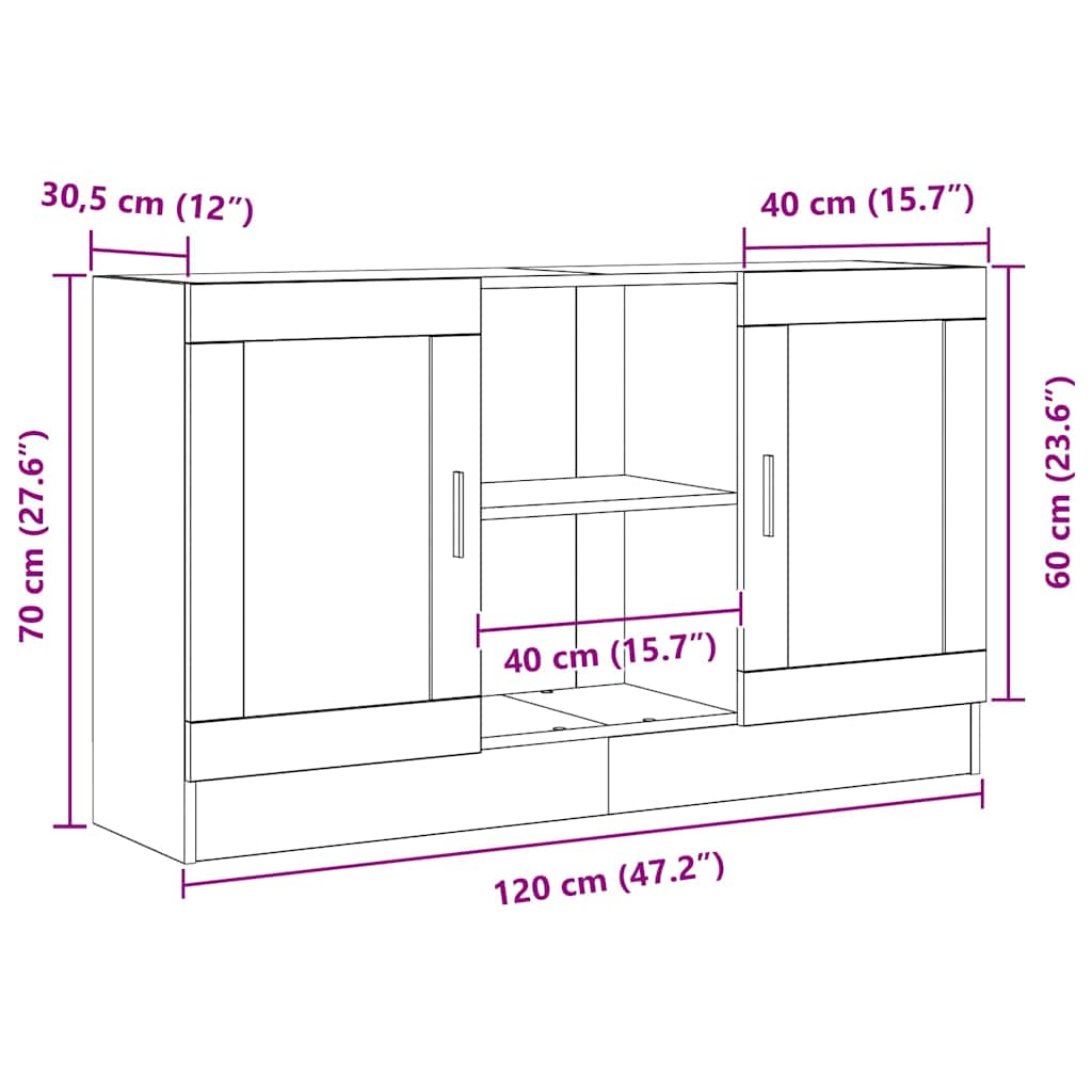 Bufet Negru 120 x 30.5 x 70 cm Lemn compozit GartenMobel Dekor