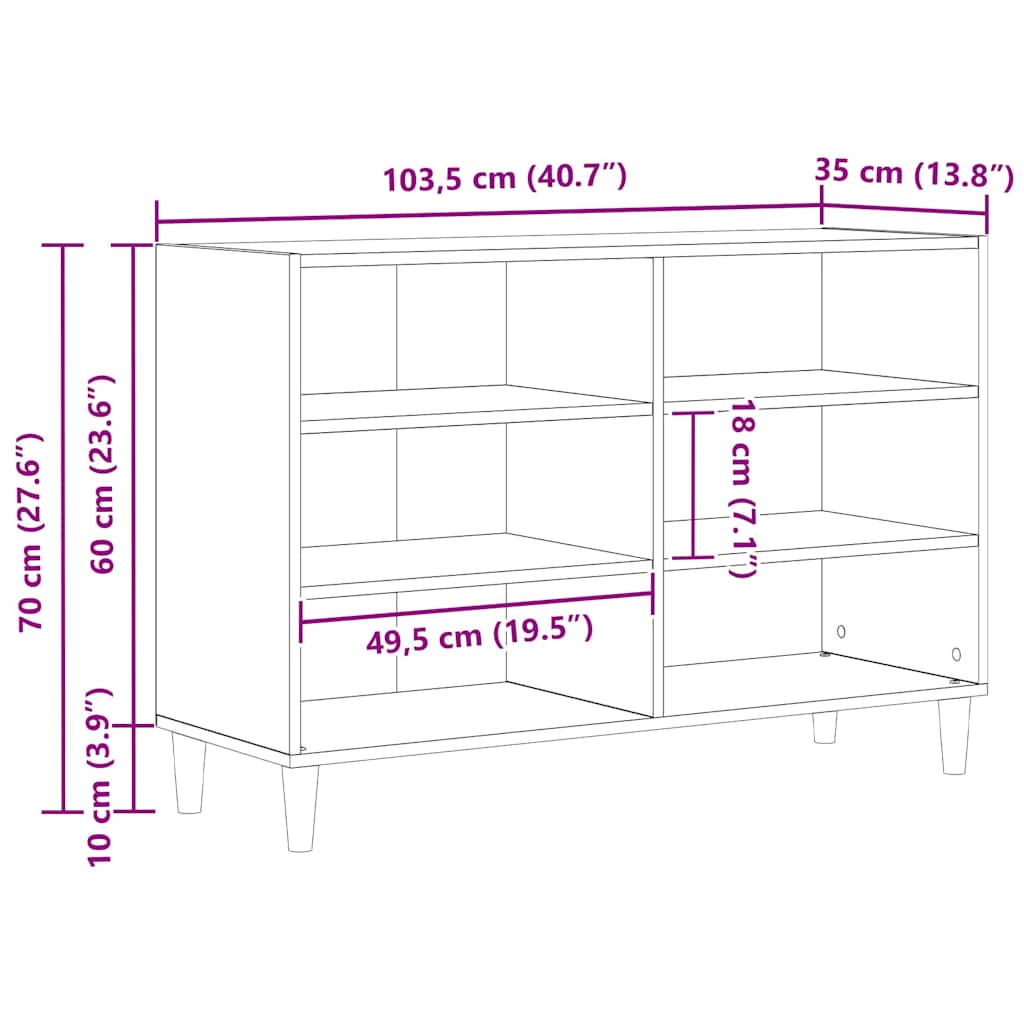Bufet Stejar negru 103.5 x 35 x 70 cm Lemn compozit GartenMobel Dekor