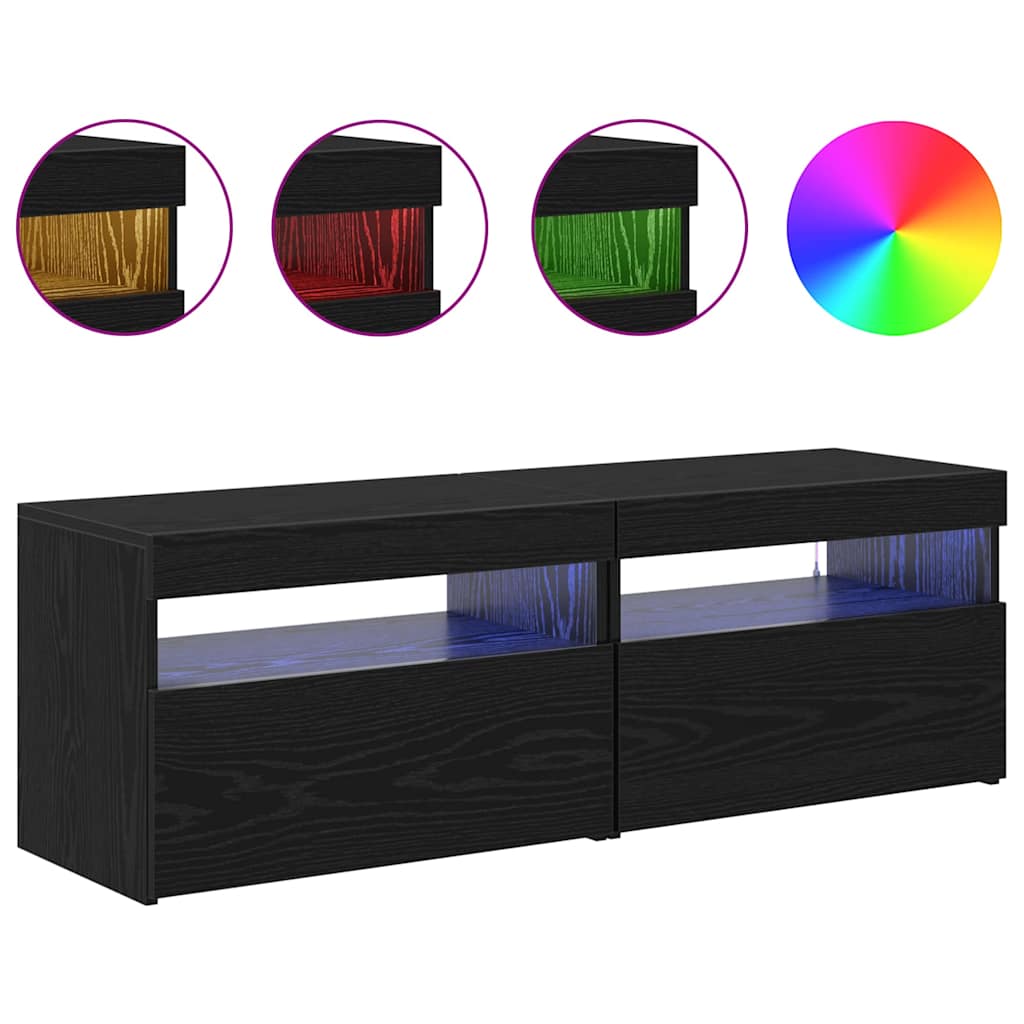 Cabinet TV 2 pcs Negru 60 x 35 x 40 cm Lemn compozit GartenMobel Dekor