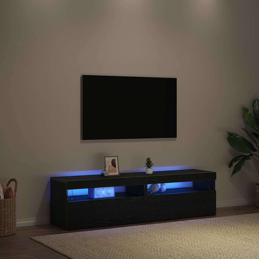 Cabinet TV 2 pcs Negru 75 x 35 x 40 cm Lemn compozit GartenMobel Dekor