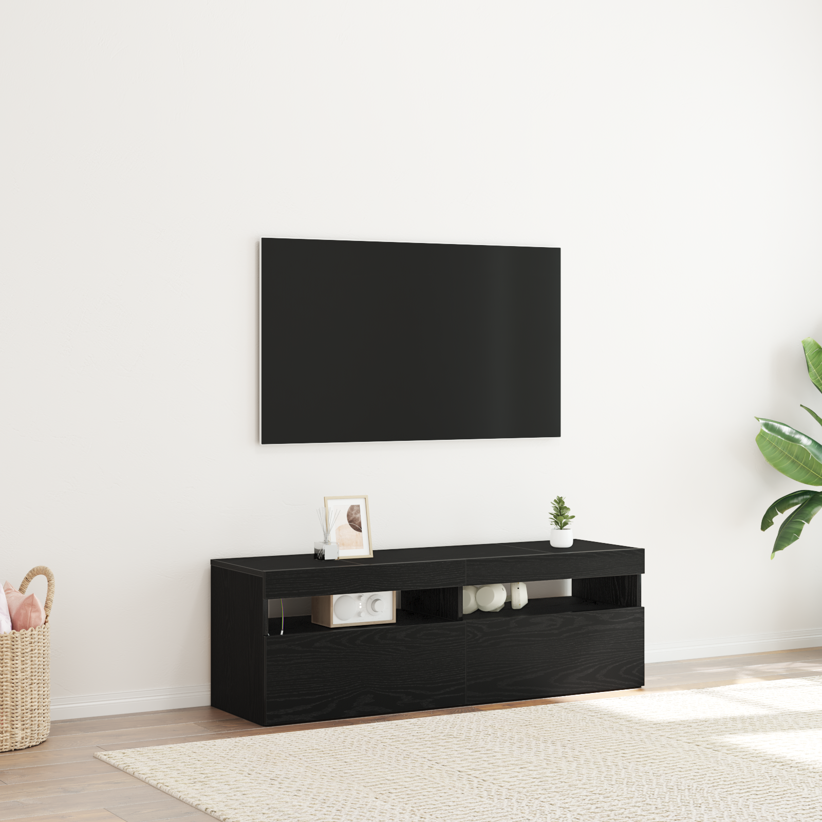 Cabinet TV Negru 120 x 35 x 40 cm Lemn compozit GartenMobel Dekor