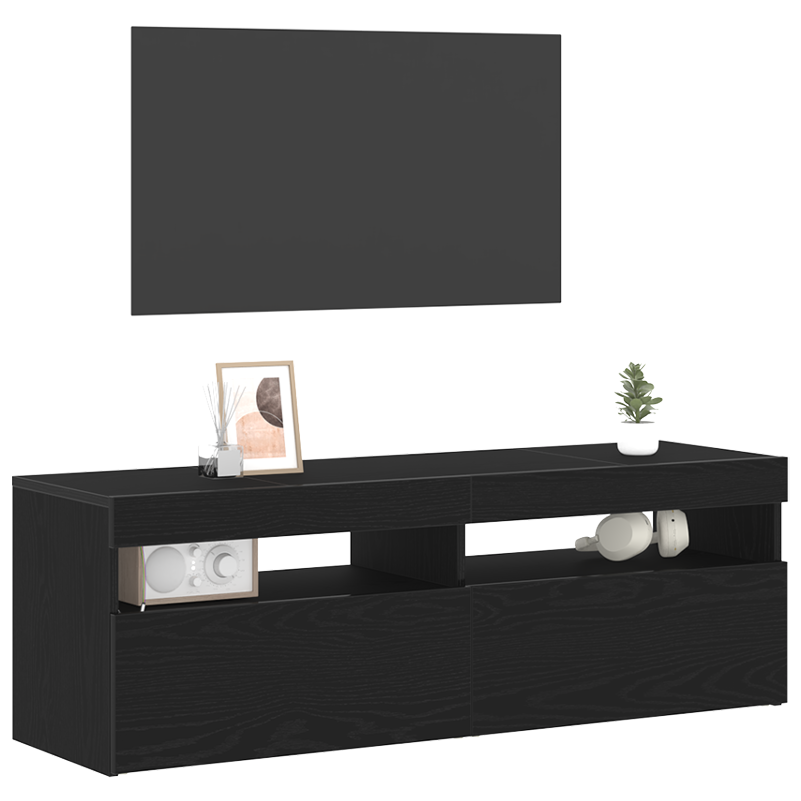 Cabinet TV Negru 120 x 35 x 40 cm Lemn compozit GartenMobel Dekor