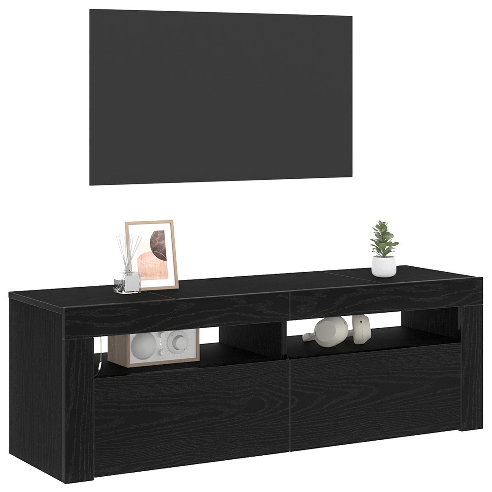 Cabinet TV Negru 120 x 35 x 40 cm Lemn compozit GartenMobel Dekor