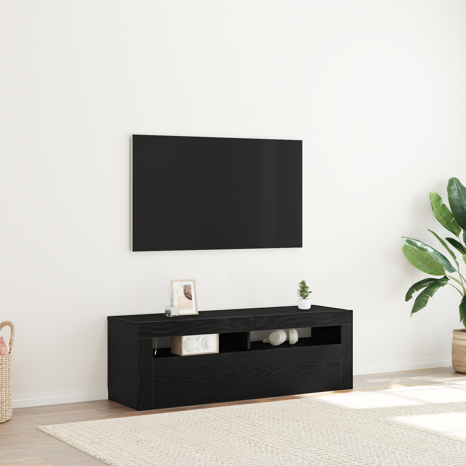 Cabinet TV Negru 120 x 35 x 40 cm Lemn compozit GartenMobel Dekor