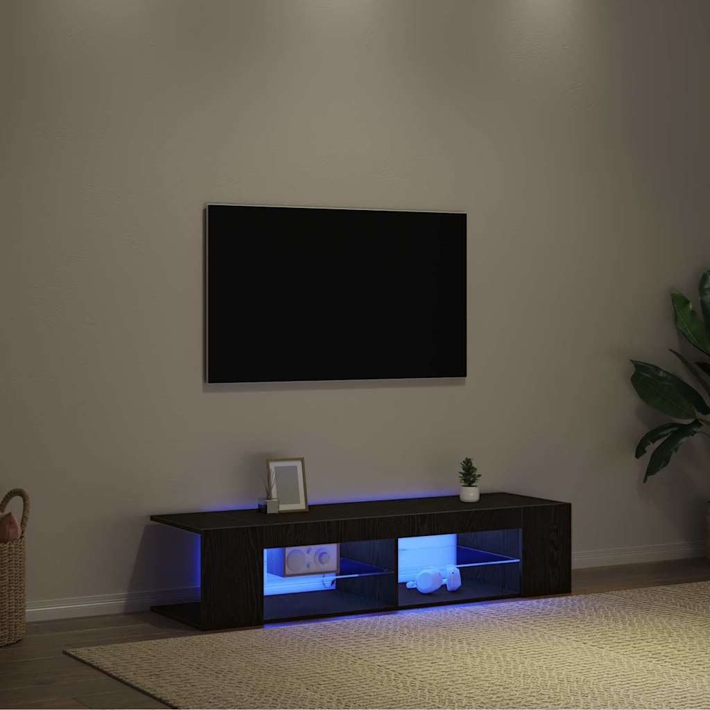 Cabinet TV Negru 135 x 39 x 30 cm Lemn compozit GartenMobel Dekor