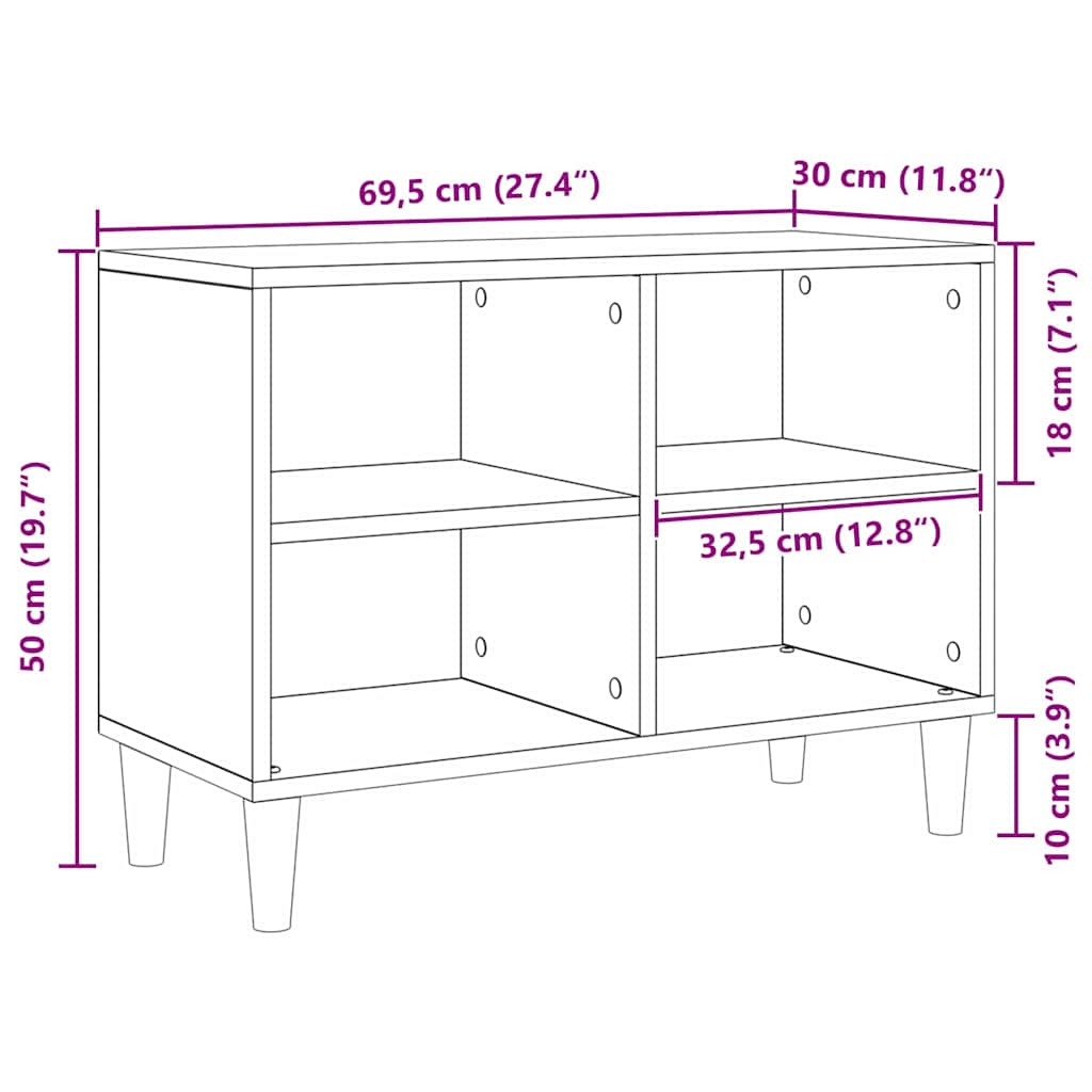Cabinet TV Negru 69.5 x 30 x 50 cm Lemn compozit GartenMobel Dekor