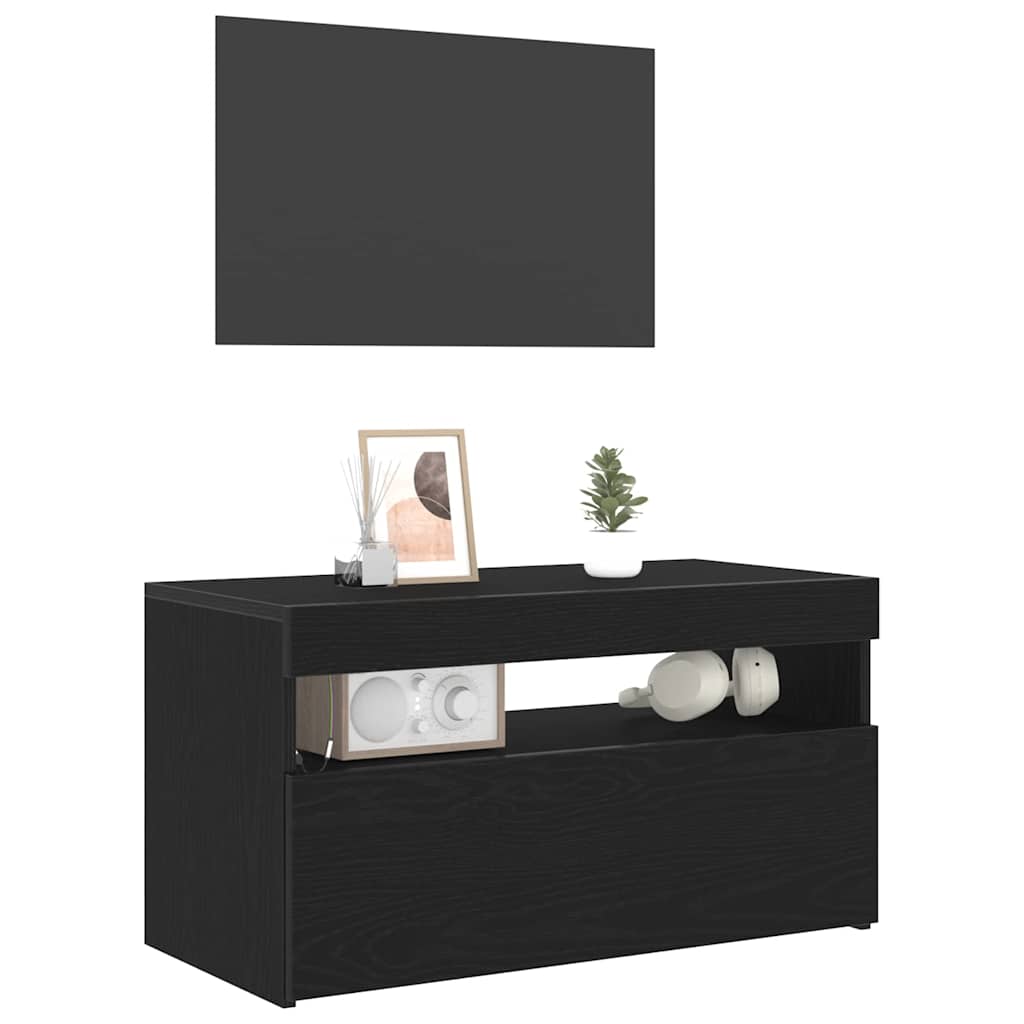 Cabinet TV Negru 75 x 35 x 40 cm Lemn compozit GartenMobel Dekor