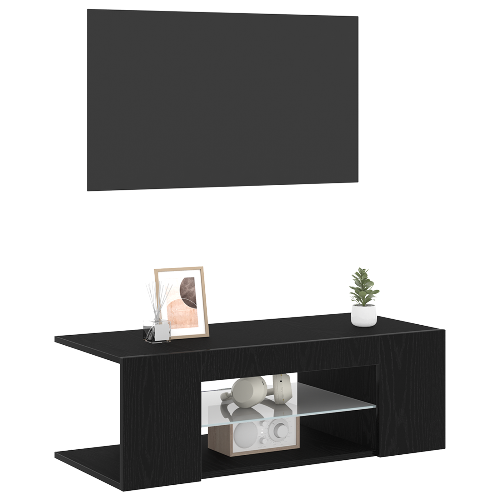 Cabinet TV Negru 90 x 39 x 30 cm Lemn compozit GartenMobel Dekor