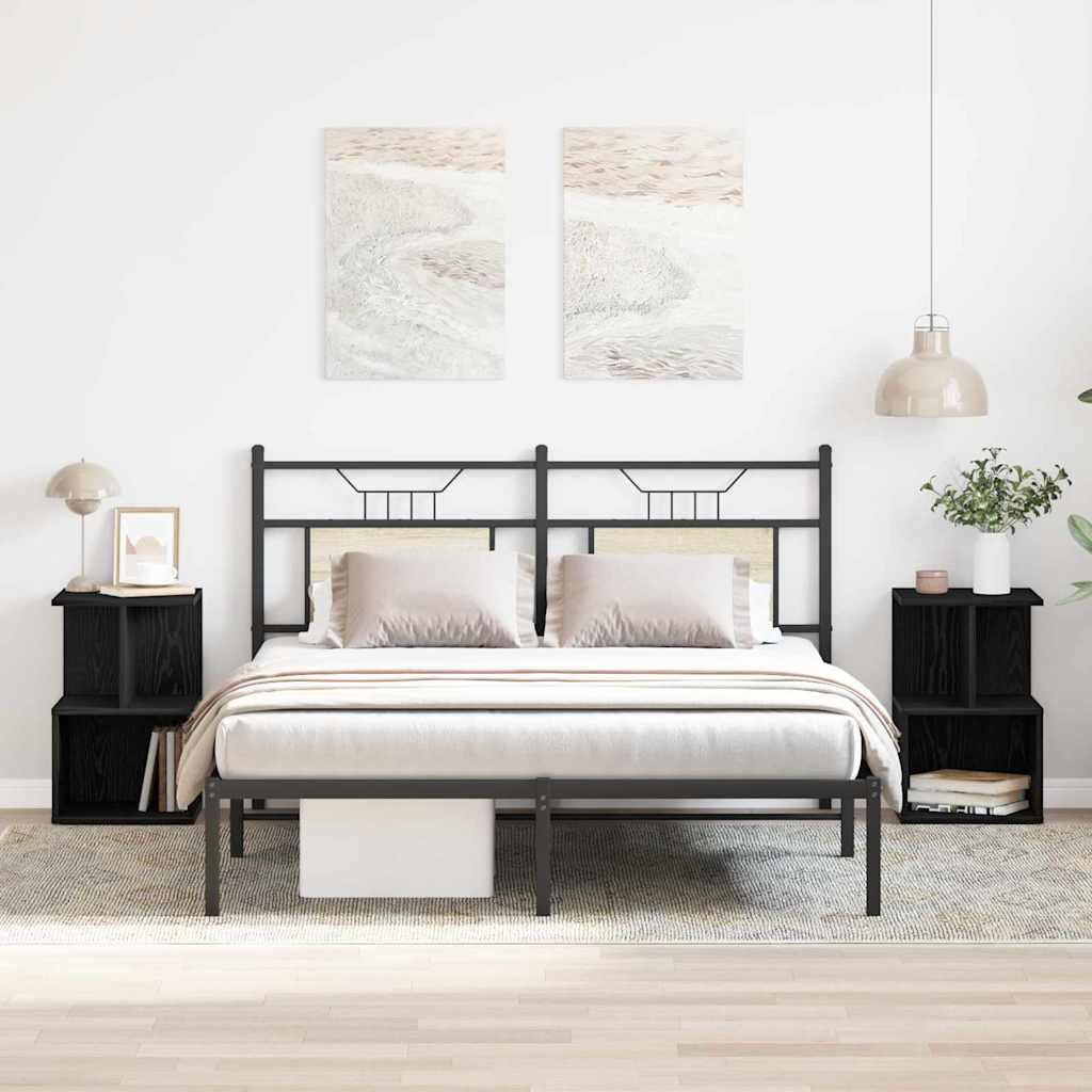 Dulap de noapte 2 pcs Stejar negru 35 x 35 x 55 cm GartenMobel Dekor