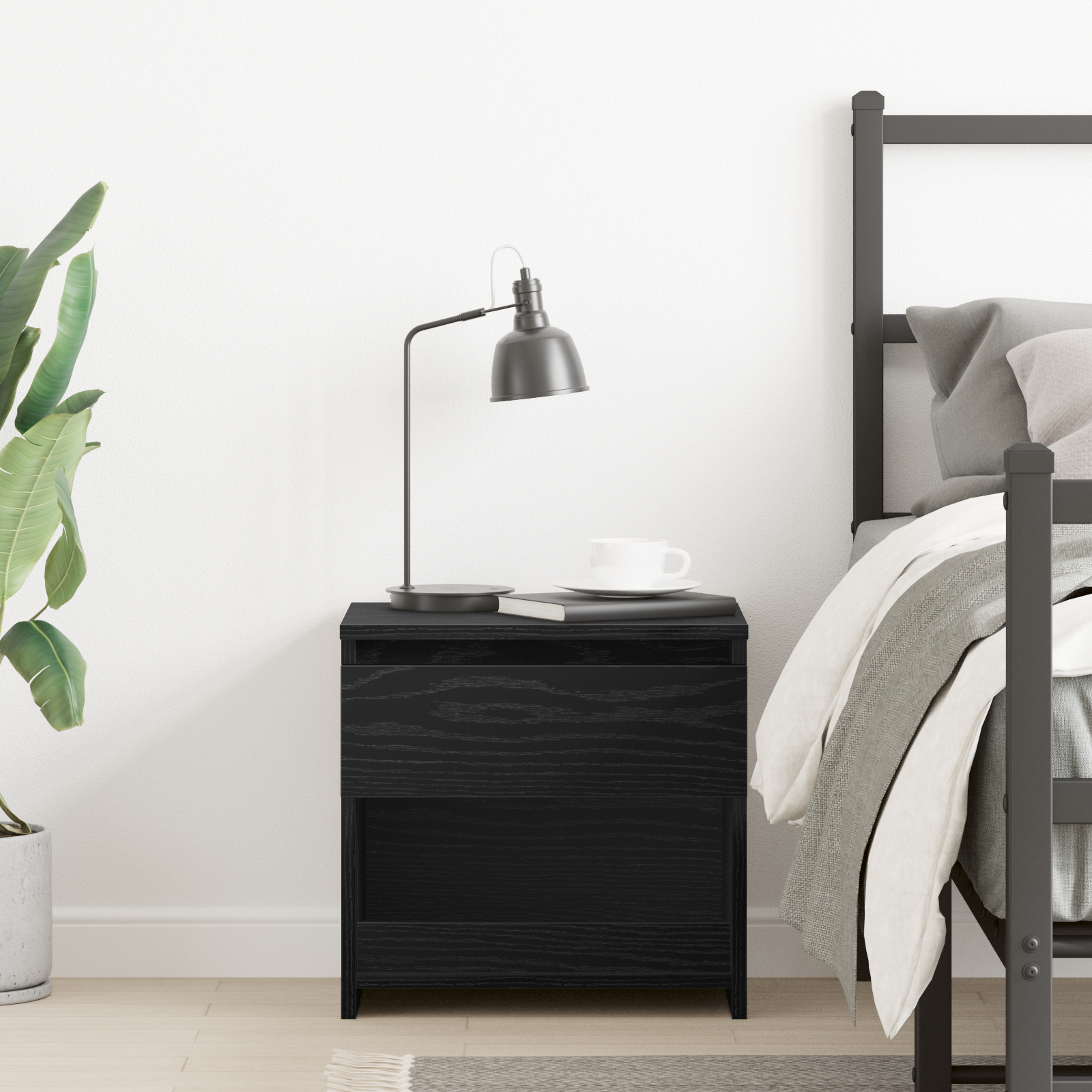 Dulap de noapte Stejar Negru 40 x 30 x 39 cm Lemn compozit GartenMobel Dekor