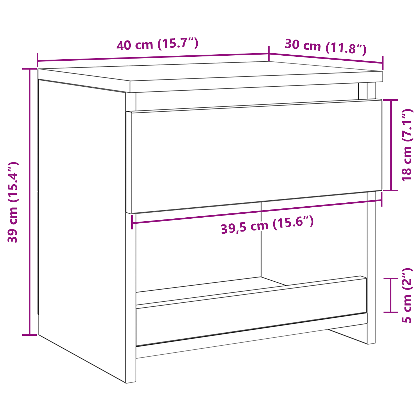 Dulap de noapte Stejar Negru 40 x 30 x 39 cm Lemn compozit GartenMobel Dekor