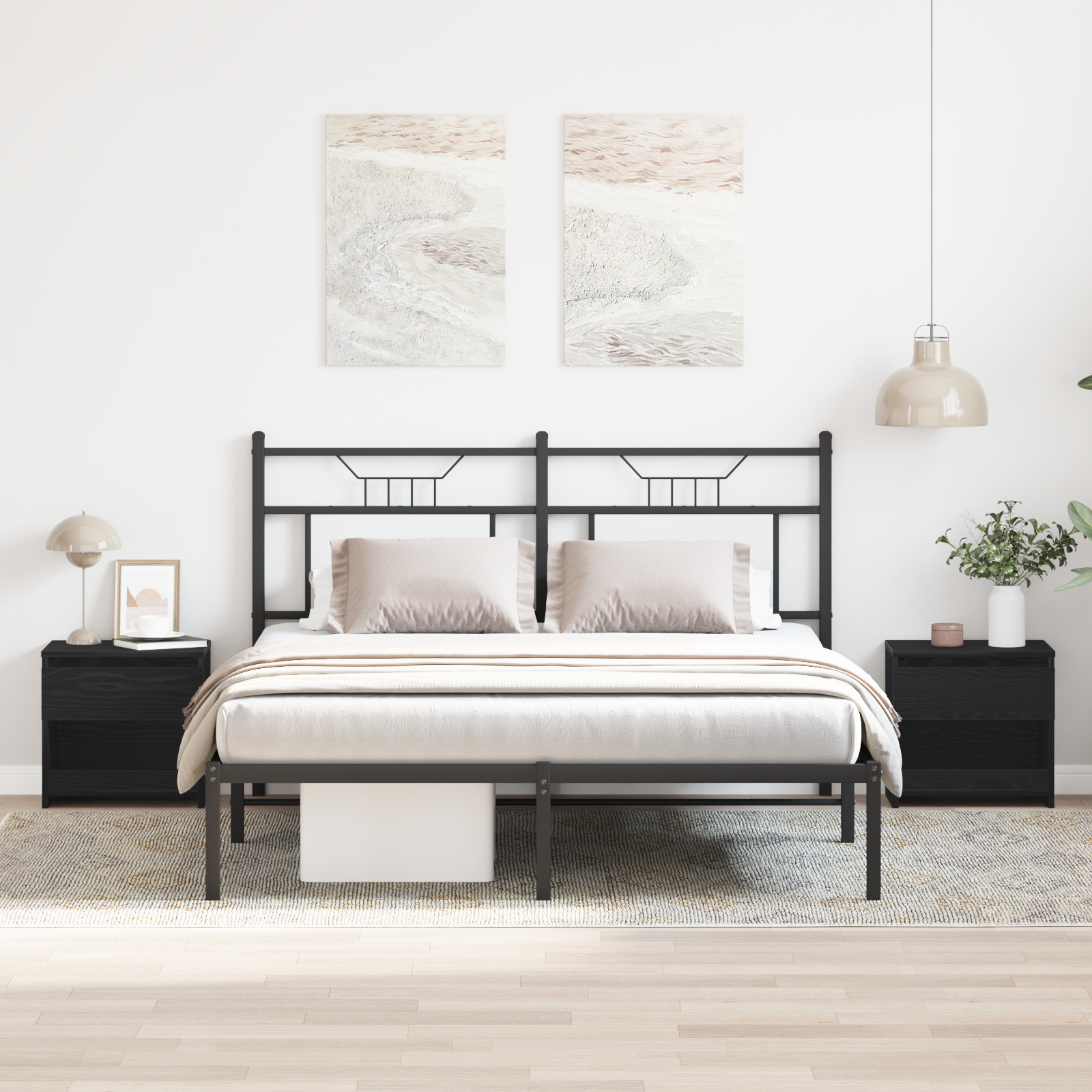 Dulap de noapte cu sertar 2 pcs Stejar Negru 40 x 30 x 39 cm GartenMobel Dekor