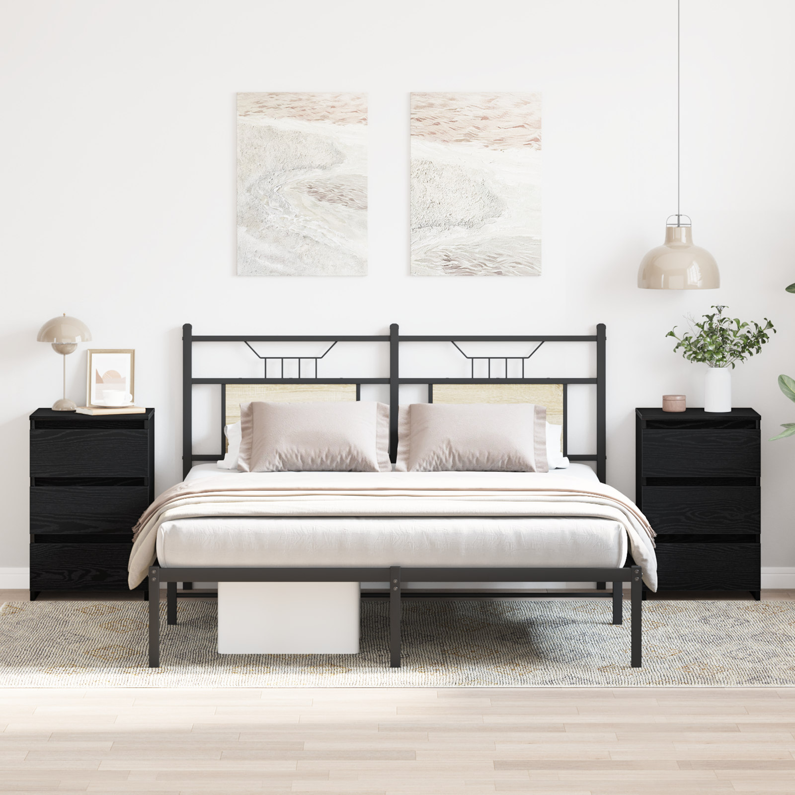 Dulap de noapte cu sertar 2 pcs Stejar negru 40 x 35 x 62.5 cm GartenMobel Dekor