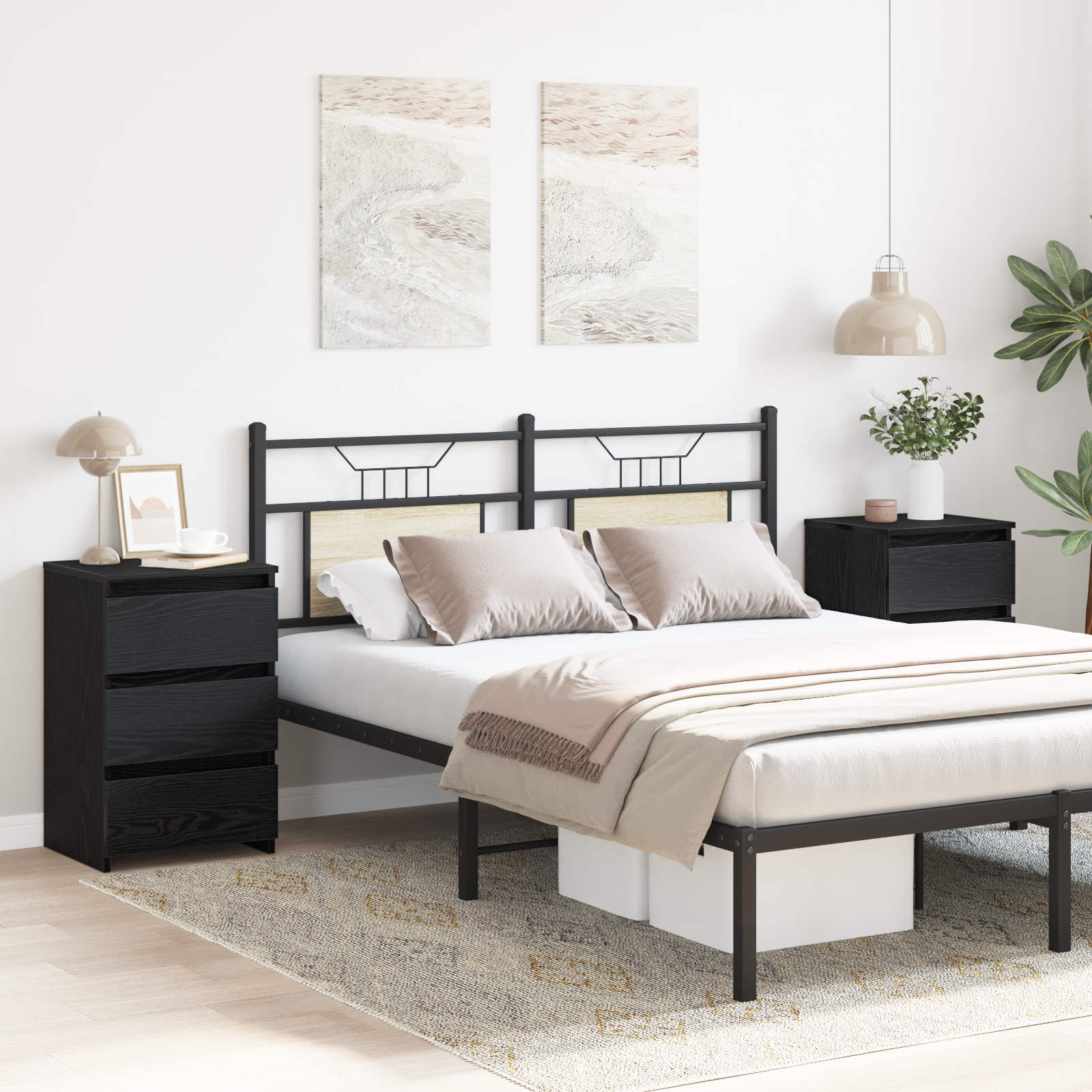 Dulap de noapte cu sertar 2 pcs Stejar negru 40 x 35 x 62.5 cm GartenMobel Dekor