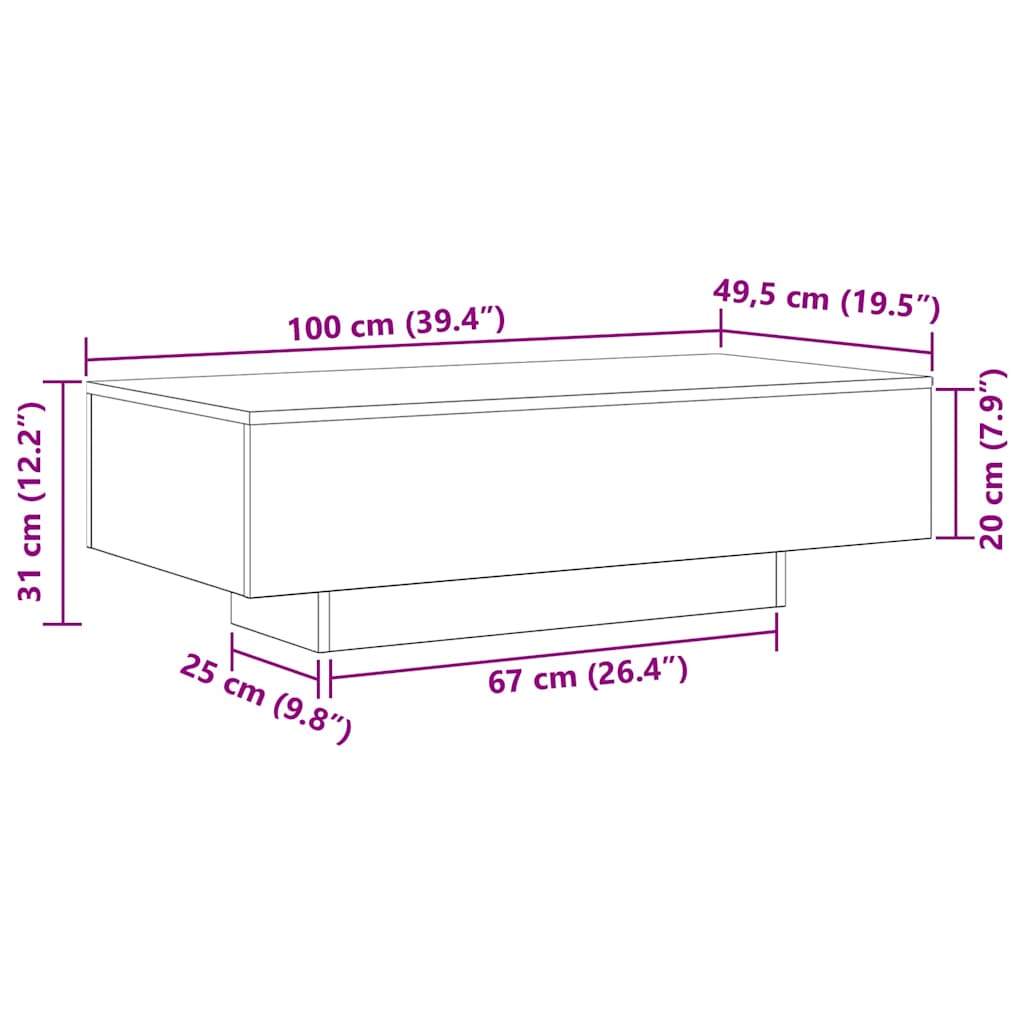 Masă de cafea Stejar negru 100 x 49.5 x 31 cm Lemn compozit GartenMobel Dekor
