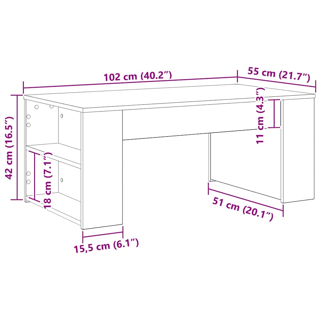 Masă de cafea Stejar negru 102 x 55 x 42 cm Lemn compozit GartenMobel Dekor