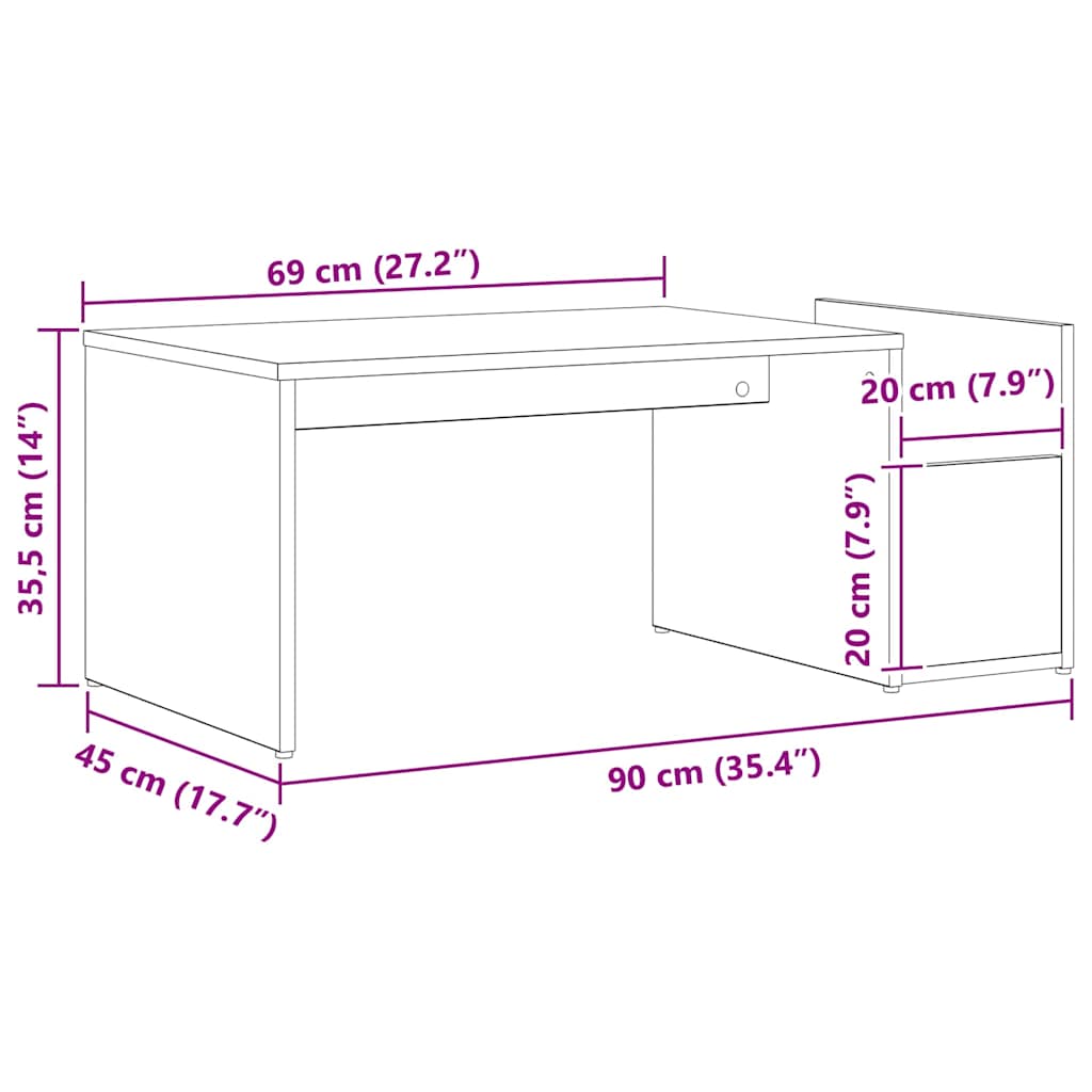 Masă de cafea Stejar negru 90 x 45 x 35 cm Lemn compozit GartenMobel Dekor