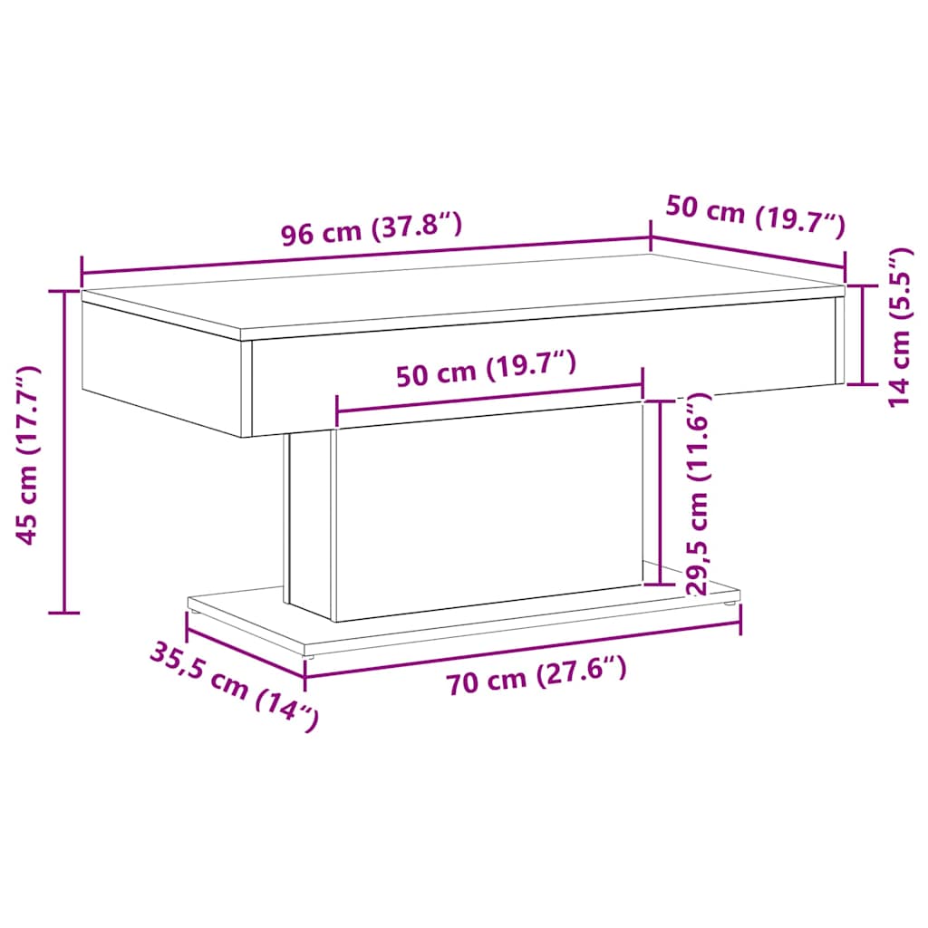 Masă de cafea Stejar negru 96 x 50 x 45 cm Lemn compozit GartenMobel Dekor