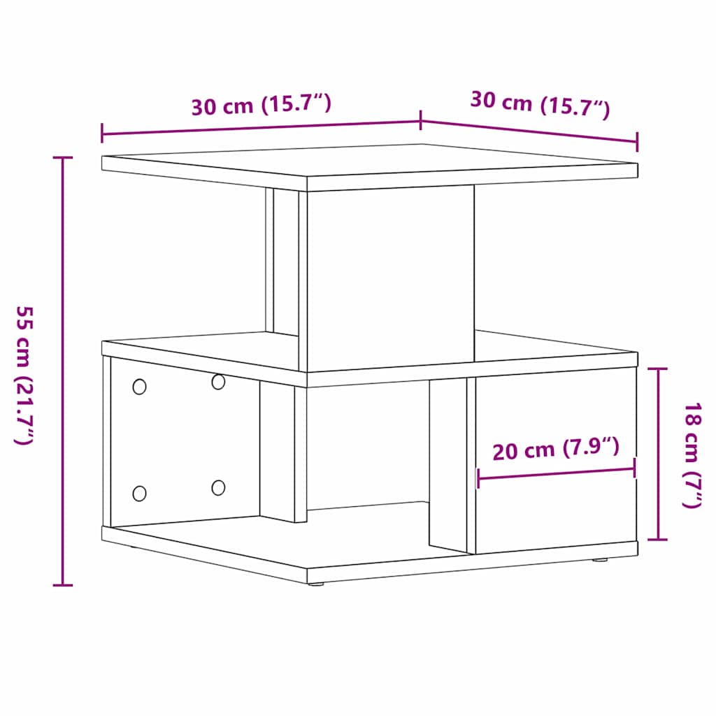 Masă laterală Lemn vechi 40 x 40 x 40 cm Lemn compozit GartenMobel Dekor