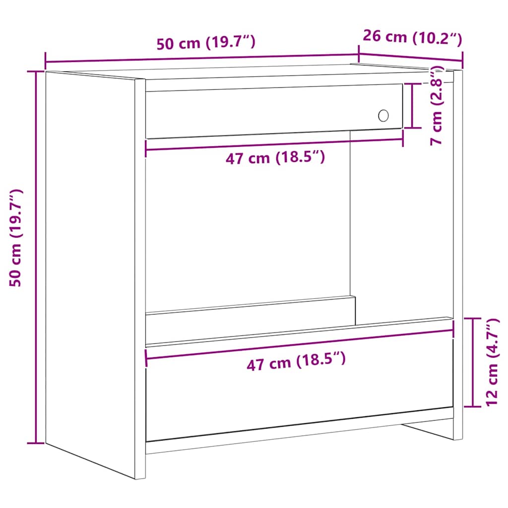 Masă laterală Stejar negru 50 x 26 x 50 cm Lemn compozit GartenMobel Dekor