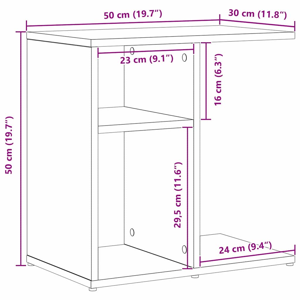 Masă laterală Stejar negru 50 x 30 x 50 cm Lemn compozit GartenMobel Dekor
