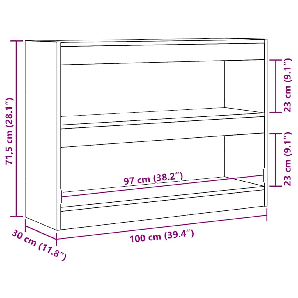 Bibliotecă stejar artizanal 100 x 30 x 72 cm Lemn compozit GartenMobel Dekor