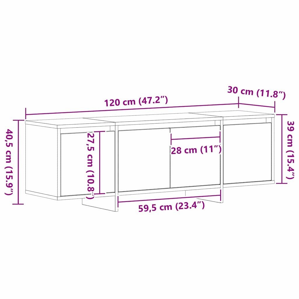 Cabinet TV Negru 120 x 30 x 40.5 cm Lemn compozit GartenMobel Dekor