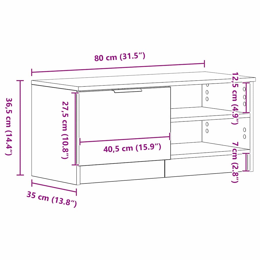 Cabinet TV Negru 80 x 35 x 36.5 cm Lemn compozit GartenMobel Dekor