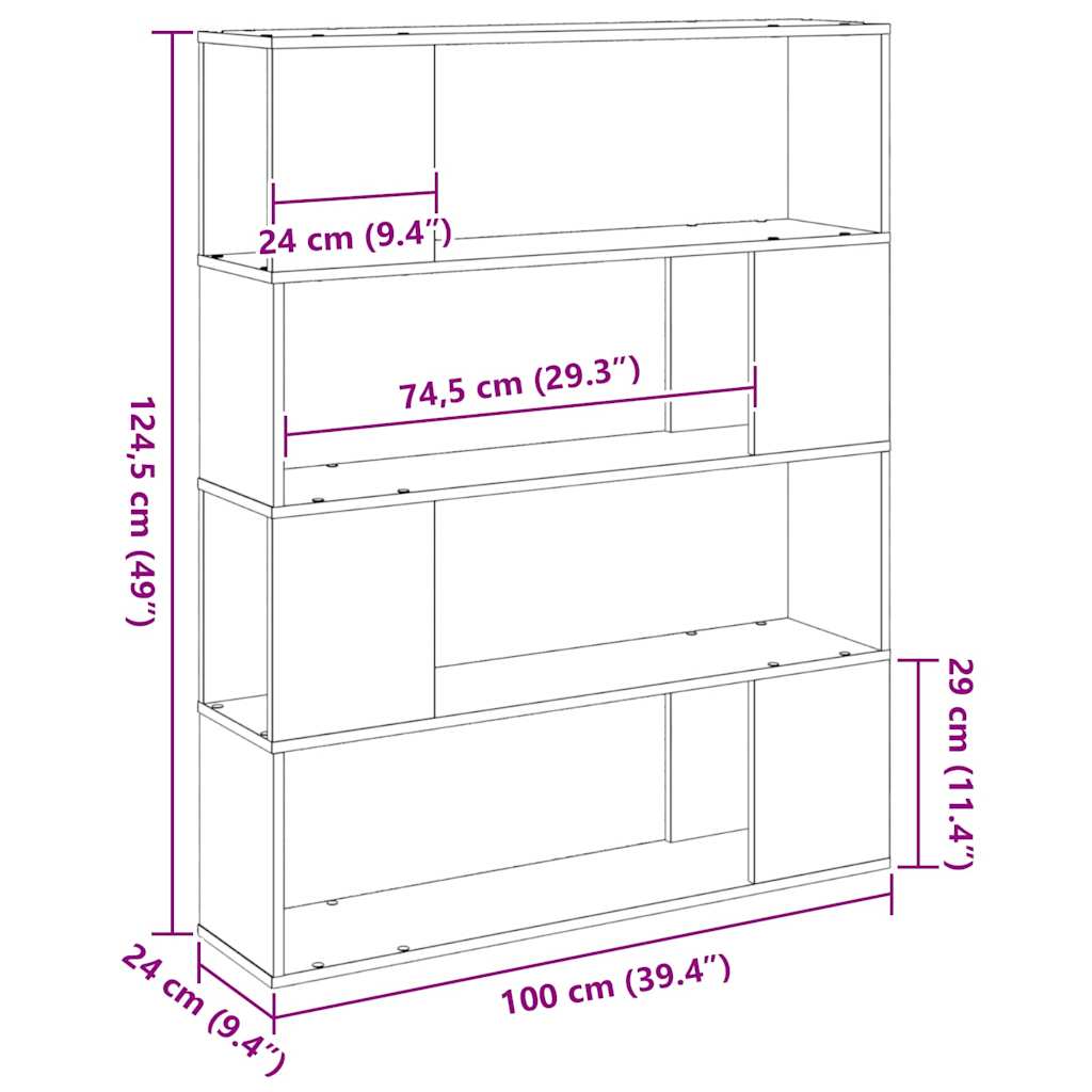 Centru de divertisment Negru 100 x 24 x 124 cm Lemn compozit GartenMobel Dekor
