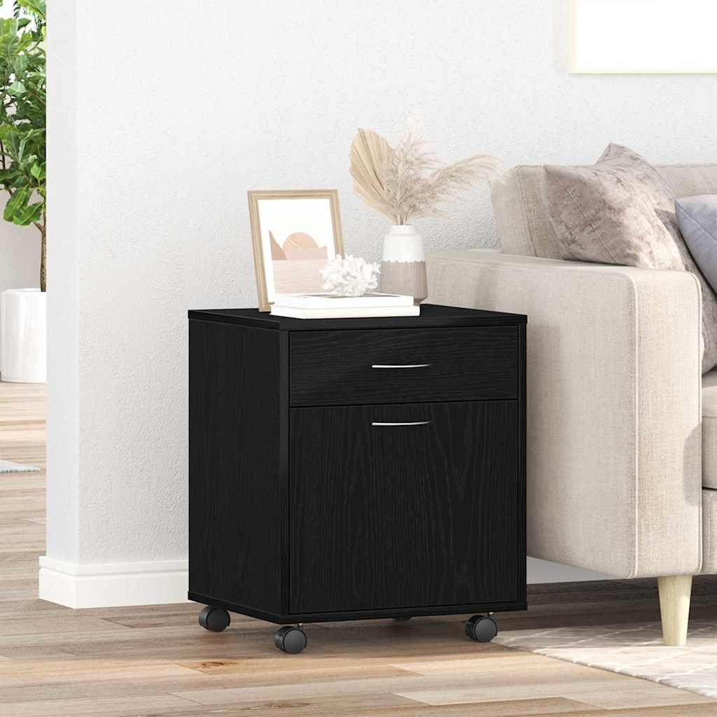 Dulap pe roți Stejar negru 45 x 38 x 54 cm Lemn compozit GartenMobel Dekor