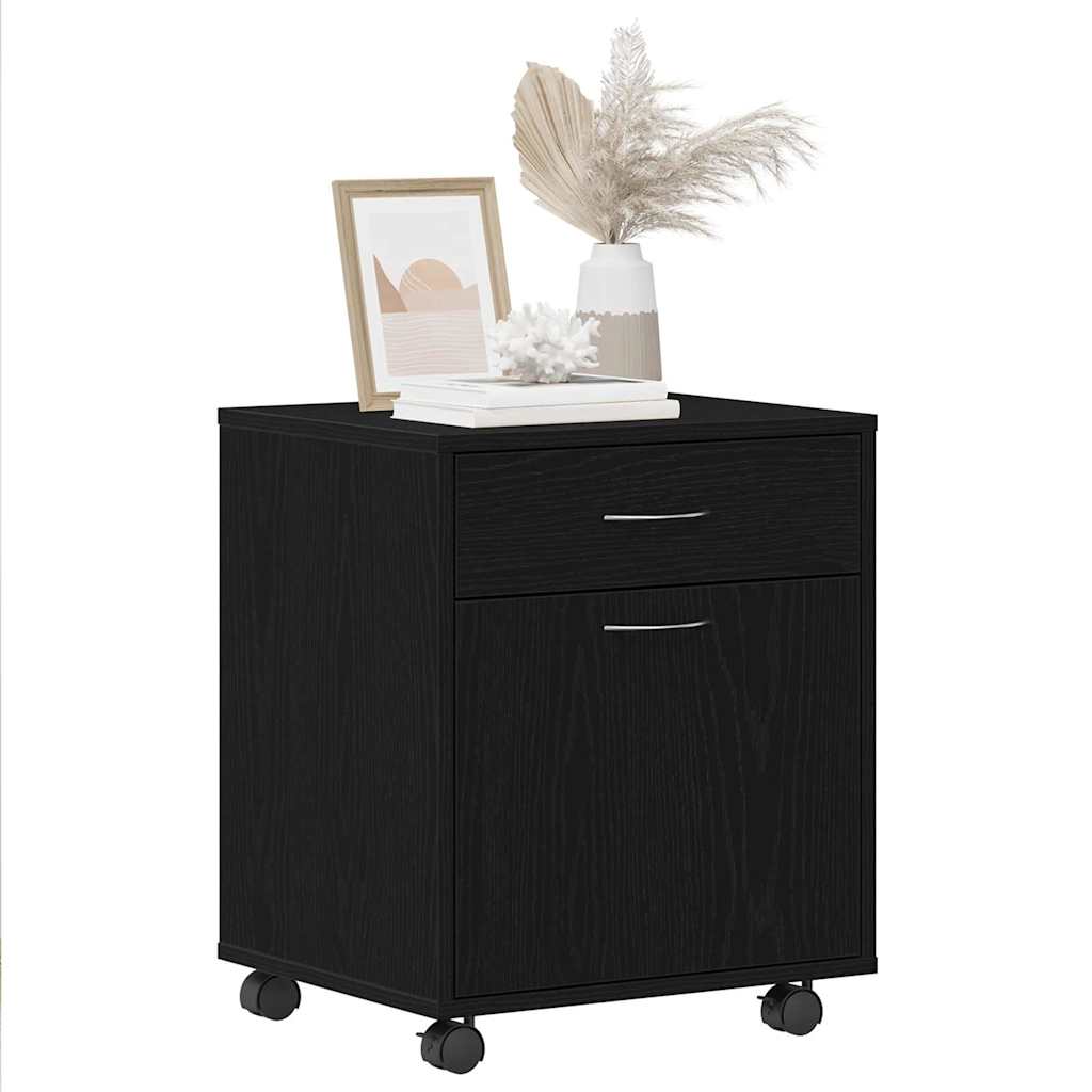 Dulap pe roți Stejar negru 45 x 38 x 54 cm Lemn compozit GartenMobel Dekor